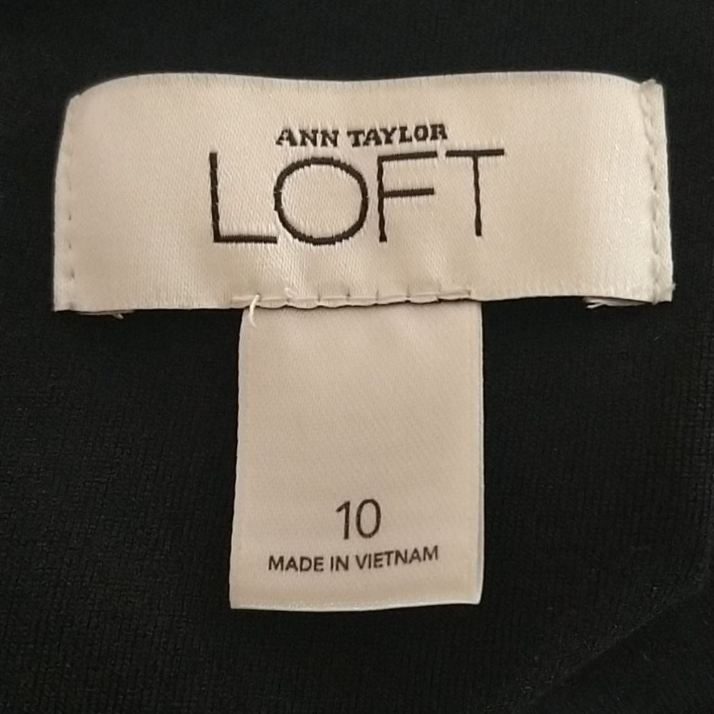 LOFT Swirl and Swish in Elegance Dress Size 10 Stretchy Blue and Black Print - Picture 7 of 9